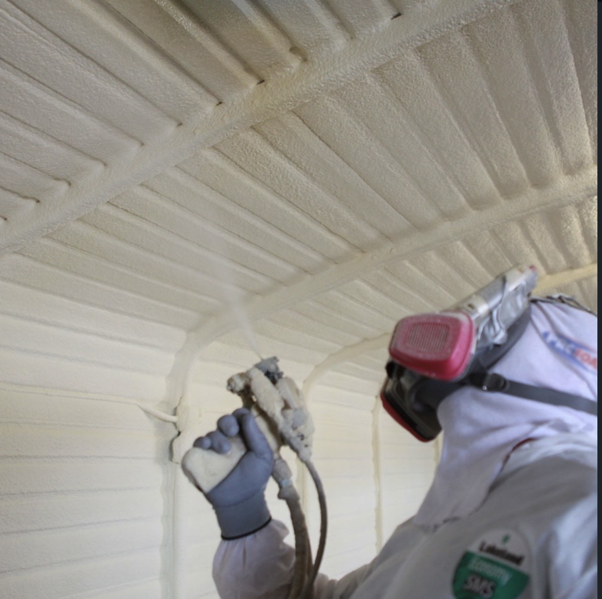 Spray foam on metal building interior